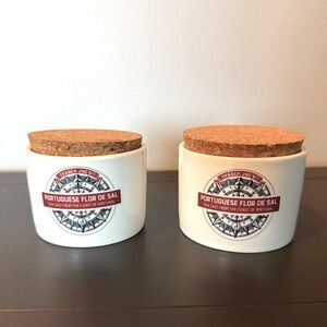 Two Trader Joe's Ceramic Salt Jar with Cork Lid
